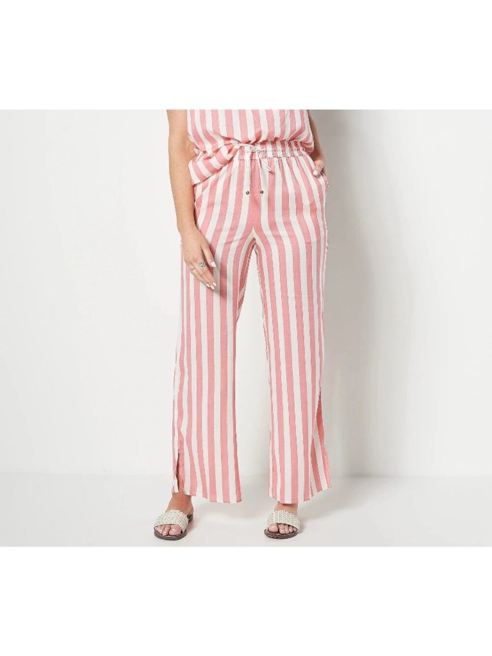 Candace Camern Bure Pant XXS Regular Printed Wide Leg Side Slits Blossom Stripe